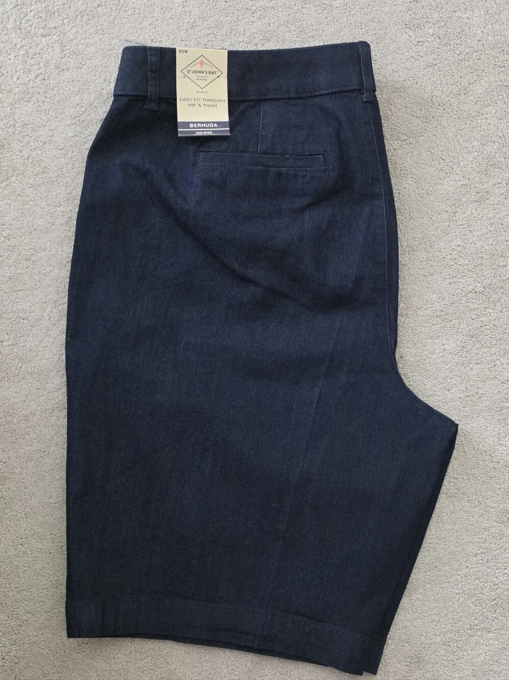 St. John's Bay Navy Flat-Front Women's Bermuda Shorts 20W